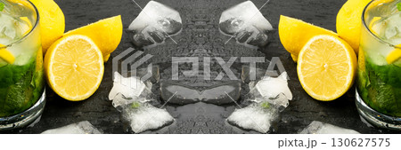 Sweet iced green tea with lemon and fresh mint Sweet iced green tea with lemon and fresh mint 130627575