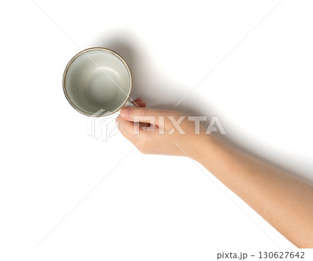 Empty Cup in Hands Isolated, Hand Holds Cup, Coffee Mug, Teacup, Hot Beverage Mockup, Grey Cup in Arms Empty Cup in Hands Isolated, Hand Holds Cup, Coffee Mug, Teacup, Hot Beverage Mockup, Grey Cup in Arms 130627642