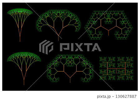 フラクタルの木パターンイラスト フラクタルの木パターンイラスト 130627887