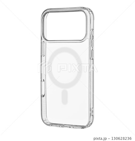 Soft transparent case with magnetic ring for model 17 Pro Max phone, on white background Soft transparent case with magnetic ring for model 17 Pro Max phone, on white background 130628236
