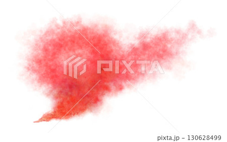 Red smoke cloud on transparent background template mockup for dramatic effects or abstract visual compositions 130628499