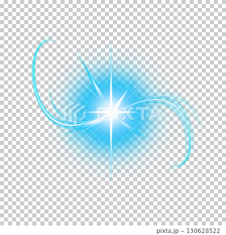 透明背景上藍色星形光和移動光跡 130628522