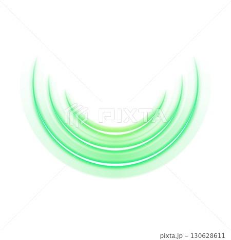 透明背景に滑らかに光る緑色の曲線アークエフェクト 透明背景に滑らかに光る緑色の曲線アークエフェクト 130628611