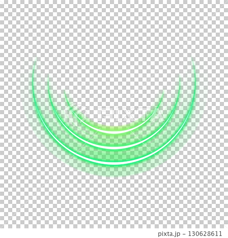 透明背景に滑らかに光る緑色の曲線アークエフェクト 透明背景に滑らかに光る緑色の曲線アークエフェクト 130628611