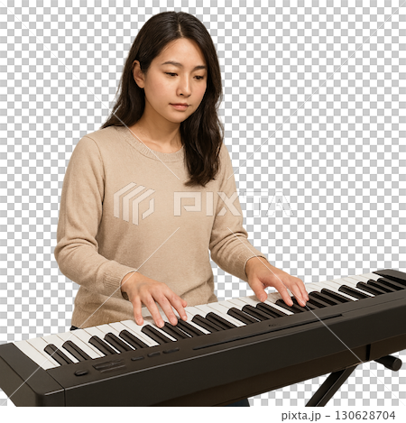Woman playing keyboard 130628704