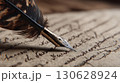 羽ペンと手書きの手紙 クラシックで文学的な雰囲気 130628924
