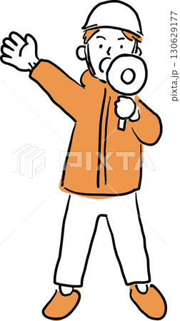 避難誘導を行う人物 130629177