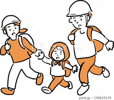 避難する親子のイラスト 130629178