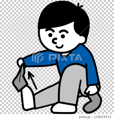 脱ぐ(靴下)｜着替え動作カード・視覚支援アイコン(Change of clothes) 130629553