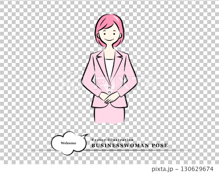 女商人雙手合十鞠躬（問候、鞠躬、歡迎）| 商務姿勢 130629674