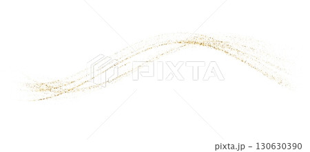 Gold particle confetti stripe wave dust and glitter. Abstract liquid flow elegant golden curved dashed gradient, dotted fluid line texture. Vector illustration Gold particle confetti stripe wave dust and glitter. Abstract liquid flow elegant golden curved dashed gradient, dotted fluid line texture. Vector illustration 130630390