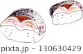 色鉛筆で描いたとろ鯖のたたき寿司のイラスト 130630429