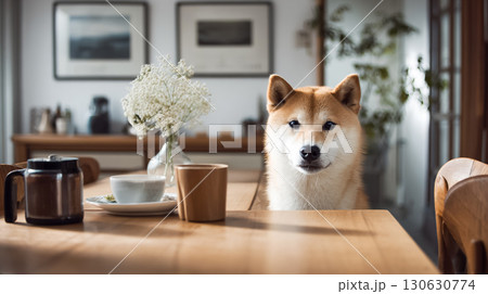 おやつを待つ柴犬 130630774