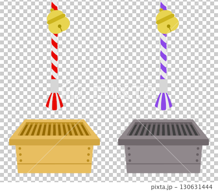 鈴緒と鈴と賽銭箱 シンプルイラスト2種カラーセット 鈴緒と鈴と賽銭箱 シンプルイラスト2種カラーセット 130631444