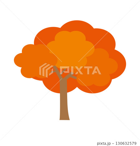 シンプルな紅葉している木のイラストレーション 130632579