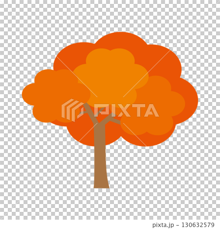 シンプルな紅葉している木のイラストレーション 130632579