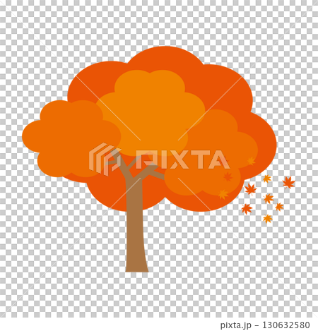 一棵樹與秋葉的簡單插圖 130632580