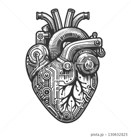 Steampunk Mechanical Heart engraving vector 130632825