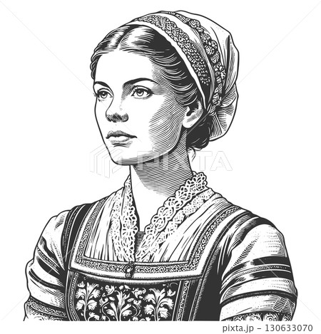 Traditional Slovenian Woman Folk Costume Portrait 130633070