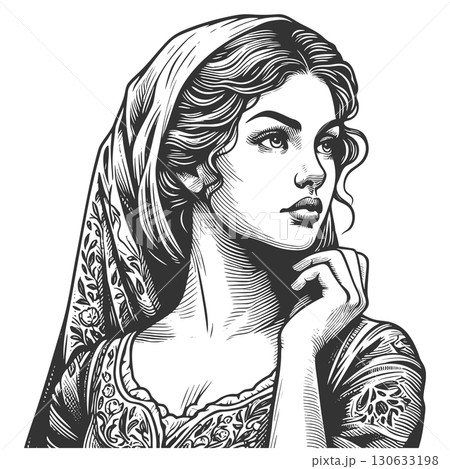 Italian Woman with Vintage Hairstyle vector 130633198
