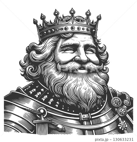 king portrait with crown engraving sketch raster king portrait with crown engraving sketch raster 130633231