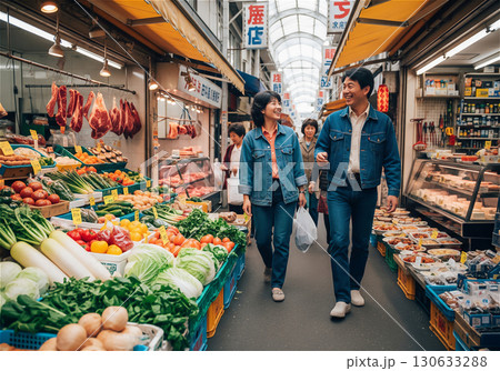 昭和ノスタルジー:懐かしい昭和の活気あふれる街の商店街の風景 昭和ノスタルジー:懐かしい昭和の活気あふれる街の商店街の風景 130633288