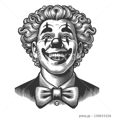 Clown Portrait engraving vector illustration 130633326