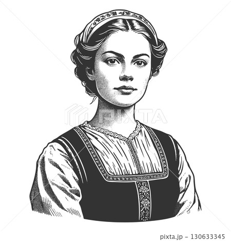 Croatian woman in traditional folk dress vector 130633345