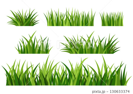 A set of realistic dry grass vector illustrations in different shapes and arrangements, suitable for natural landscapes, backgrounds, or decorative elements 130633374