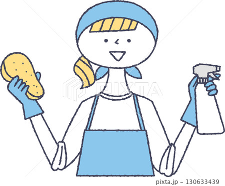 掃除道具を持っている女性 130633439