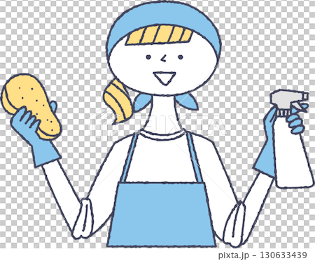 掃除道具を持っている女性 130633439