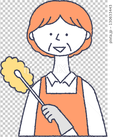 拿著方便拖把的老年婦女 130633443