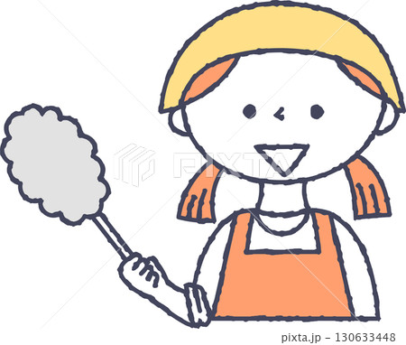 ハンディモップを持つ女の子 130633448