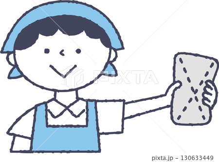 雑巾を持つ男の子 130633449