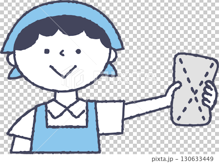 雑巾を持つ男の子 130633449