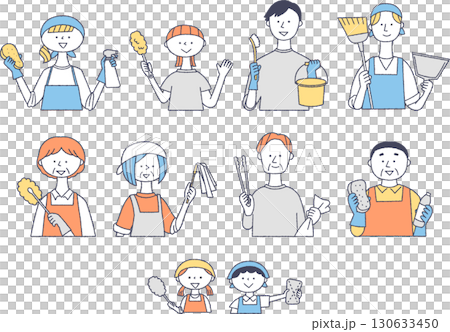 一群拿著清潔工具的人 130633450