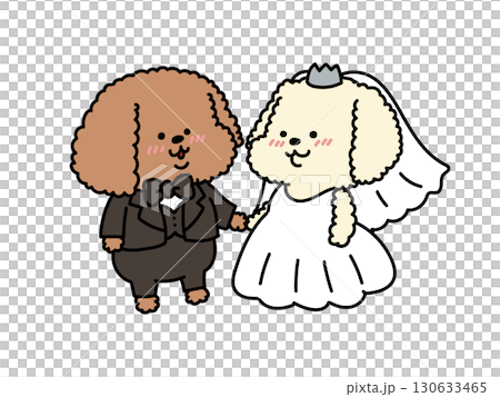 Happy Wedding Poodle 130633465