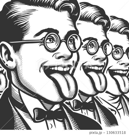 Retro Cartoon Man Repeated with Tongue Out Retro Cartoon Man Repeated with Tongue Out 130633518