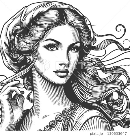 Italian renaissance-style woman engraving vector 130633647