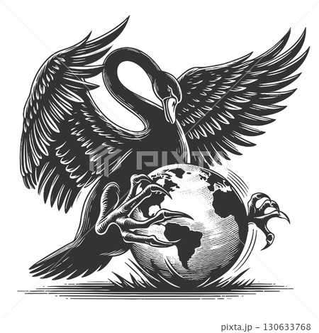 Black Swan Gripping Earth as Global Risk Metaphor 130633768