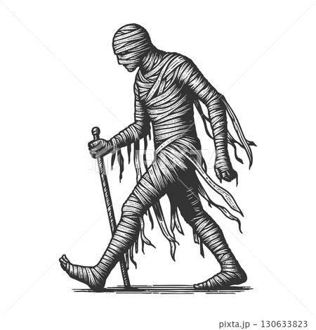 spooky mummy monster wrapped in bandages vector spooky mummy monster wrapped in bandages vector 130633823