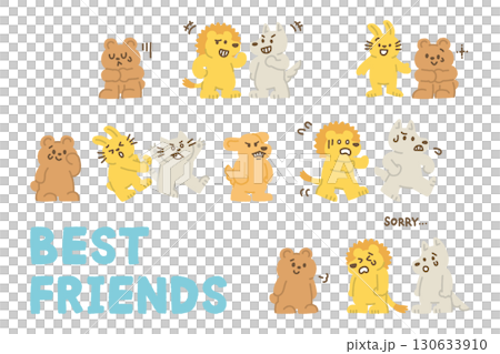 Best friend friendship illustration set, hand-drawn, cute, for children, educational use 130633910