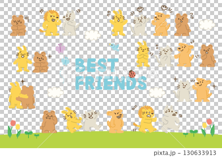 最好的朋友友誼插圖集，手繪，可愛，適合兒童，教育用途 130633913