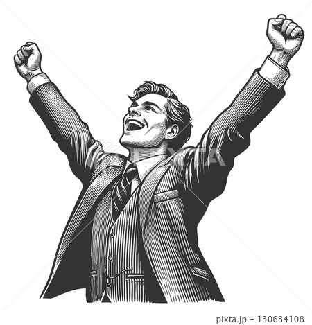 businessman celebrating success vector 130634108