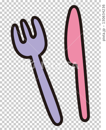 Hand drawn knife and fork illustration 130634236