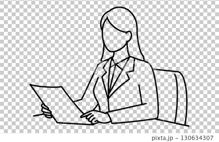 女商人檢查文件的圖示插圖 130634307
