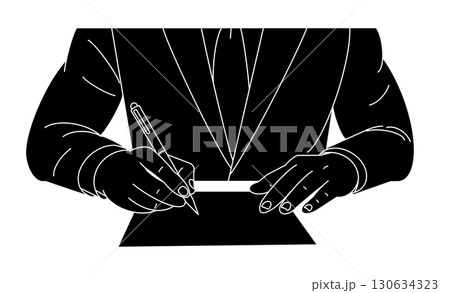 書類にサインするビジネスマンのアイコンイラスト 130634323