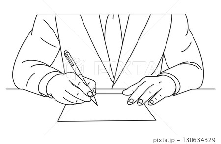 書類にサインするビジネスマンのアイコンイラスト 130634329