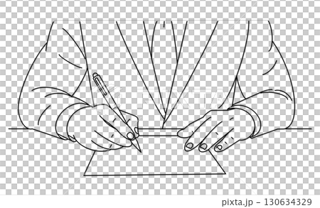 書類にサインするビジネスマンのアイコンイラスト 130634329