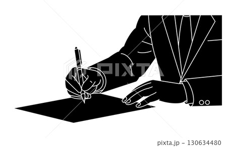 書類にサインするビジネスマンのアイコンイラスト 130634480